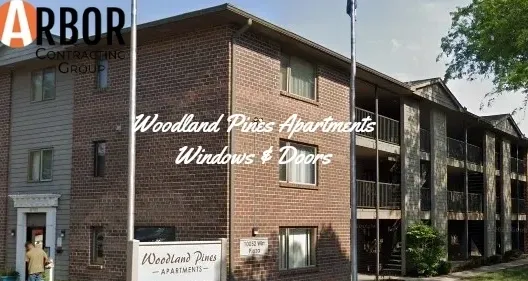 Brick Woodland Pines apartment building exterior