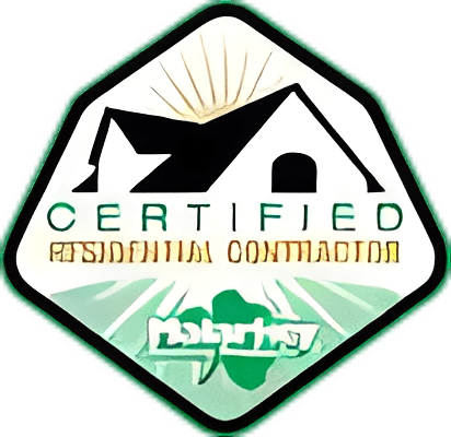 Certified residential contractor badge with house