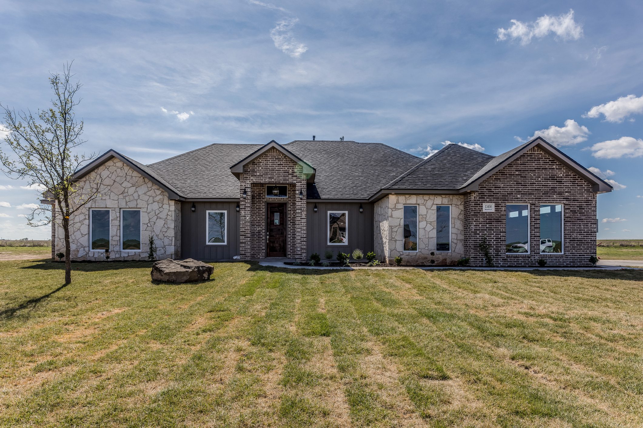 Many colors on exterior of new home