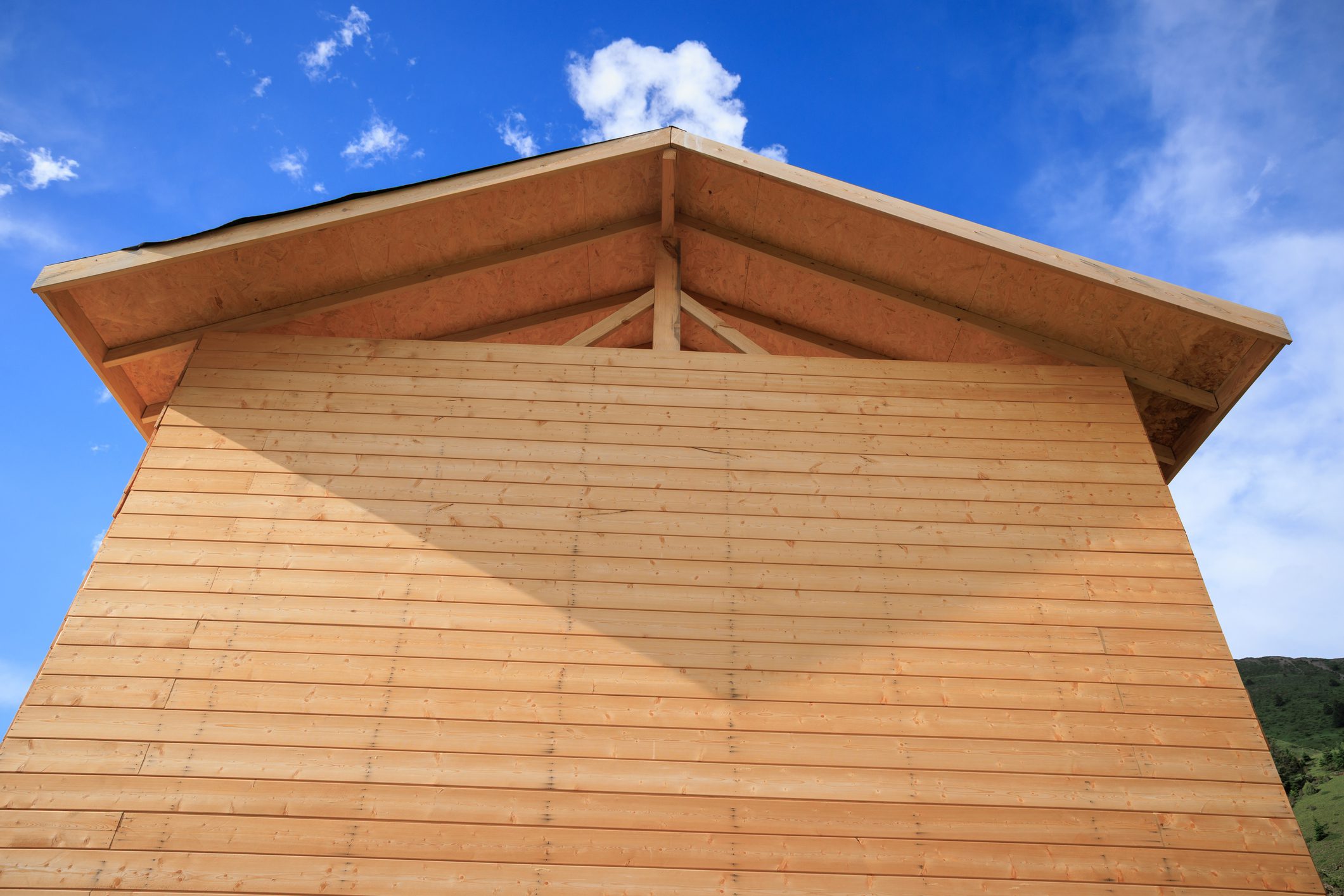 Wooden bungalow under  beautiful high altitude blue sky