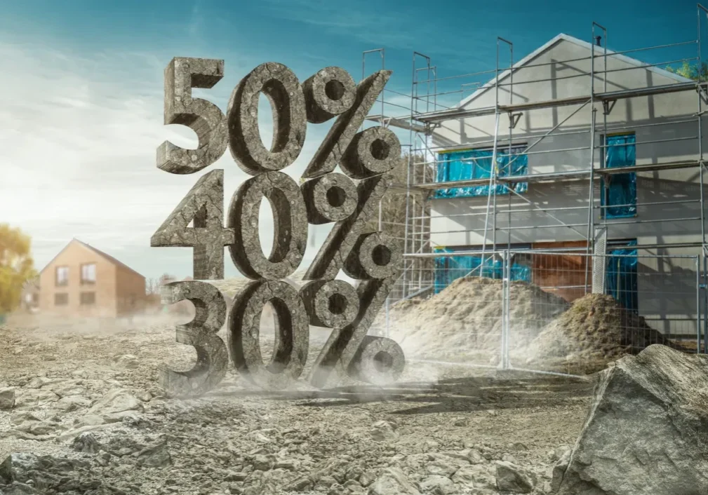 50% 40% 30% discounts beside house under renovation